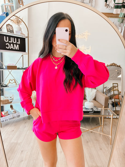 Travel Day Scuba Short Set - Hot Pink
