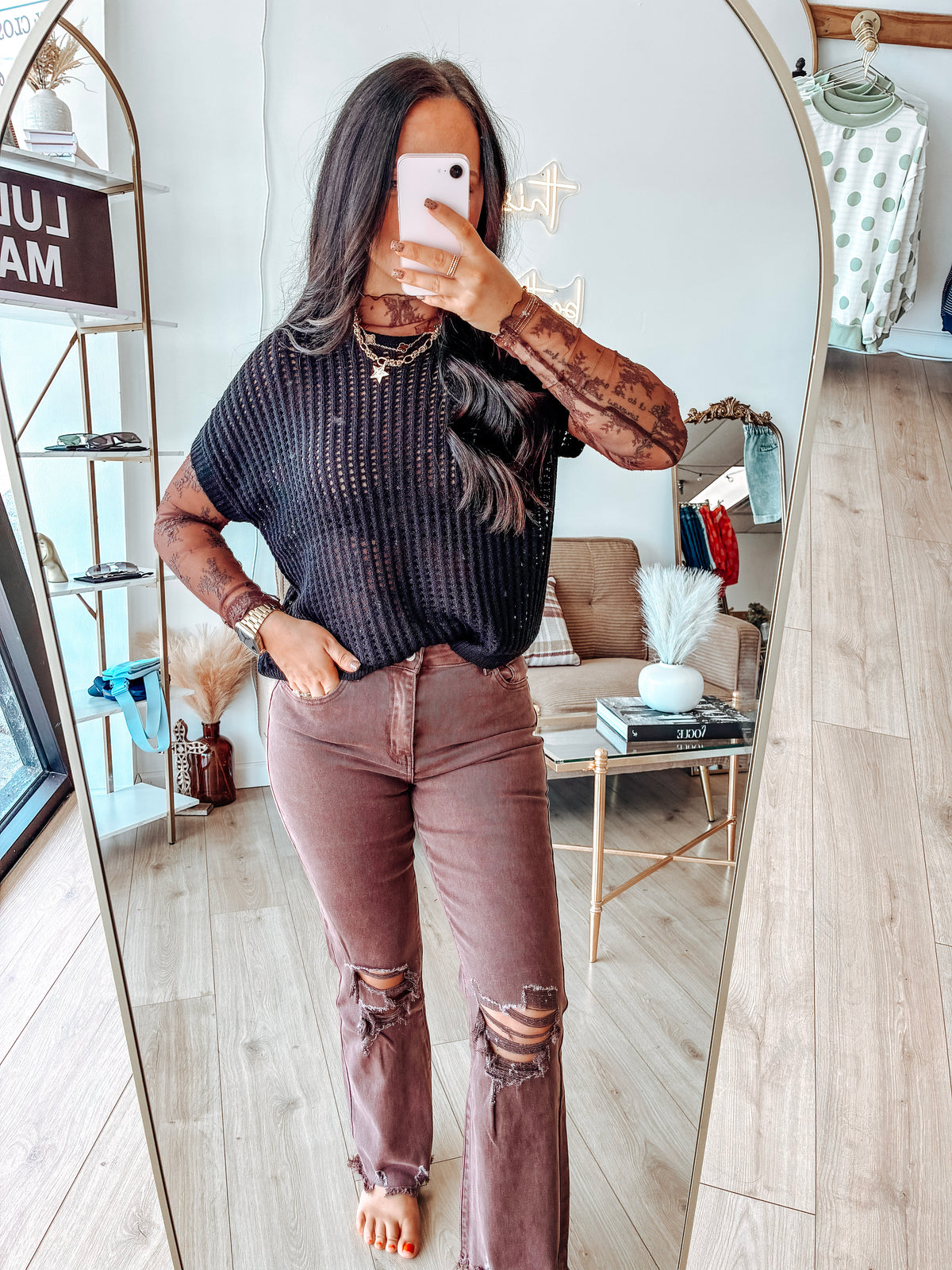 Autumn Hues High Waist Straight Pants - Brown