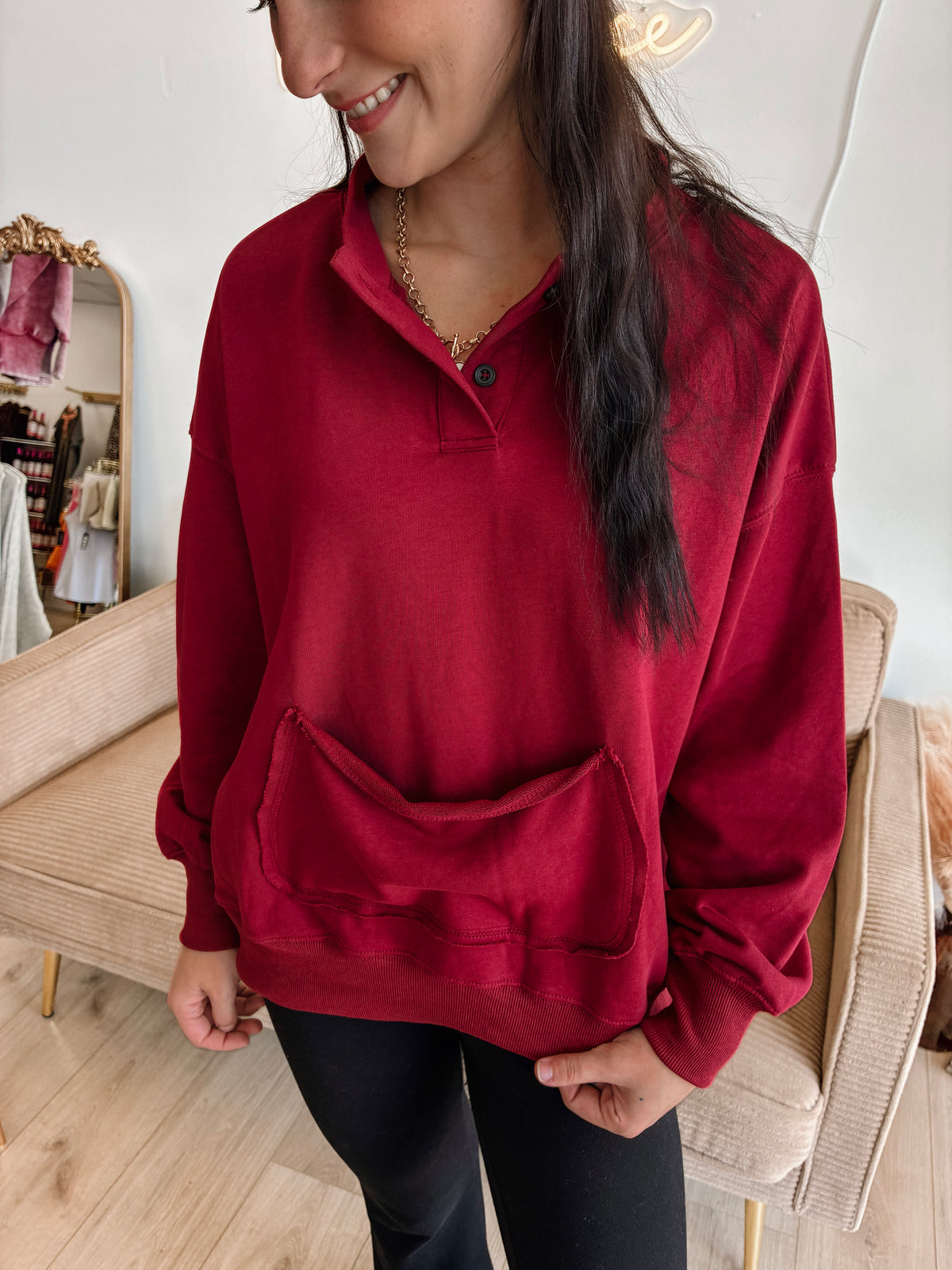 Apple Spice Pocket Sweatshirt - Burg.