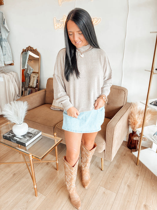 September Saturdays Melange Mockneck - A. Mocha