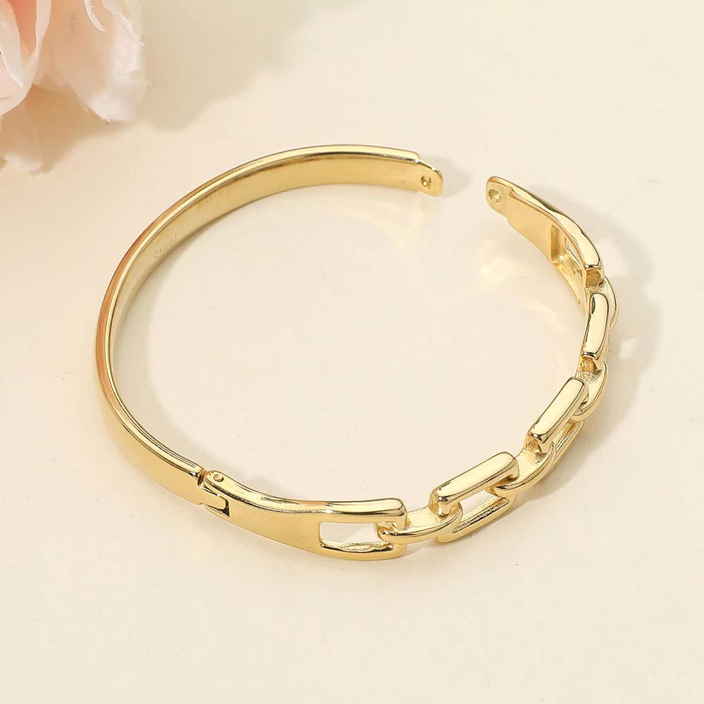 Stainless Chain Hinged Bangle Bracelet