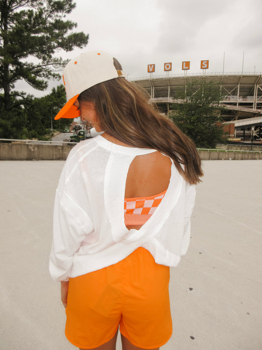 Field Goal Open Back Top - White