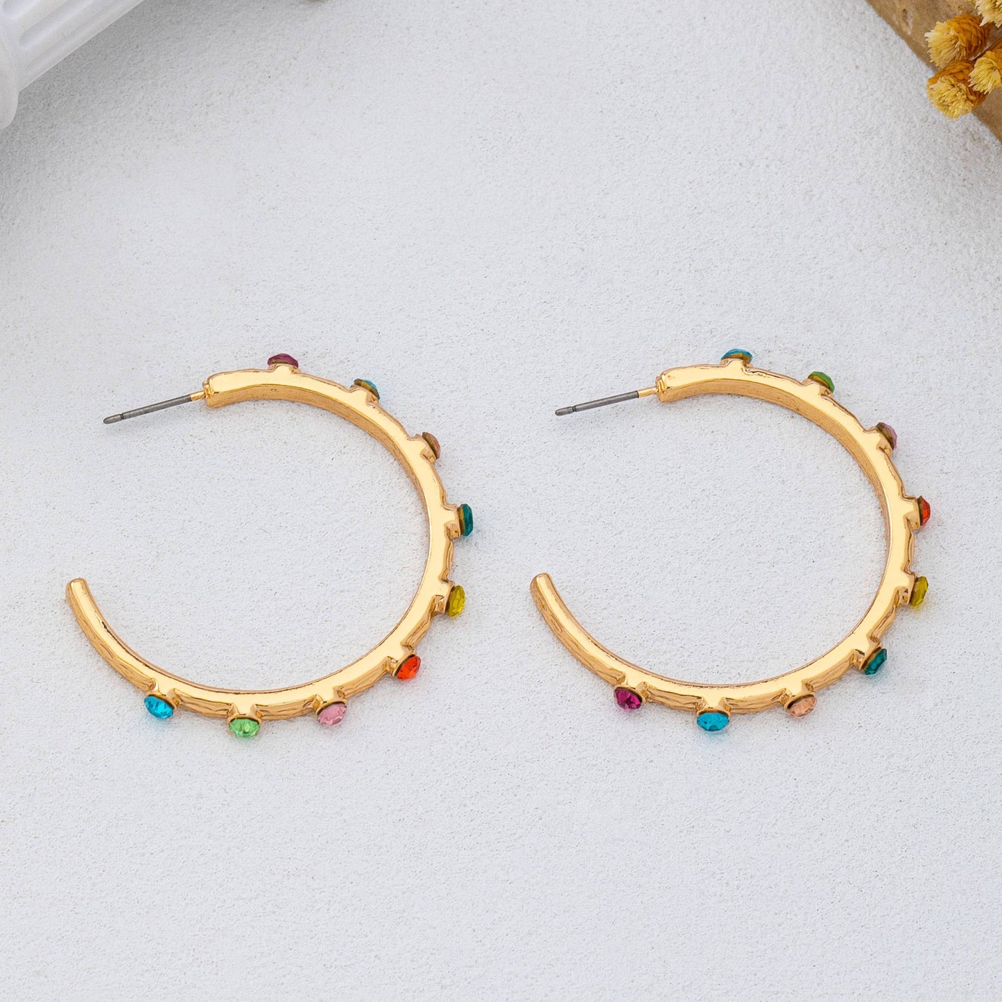 Gemstone Hoop Earrings