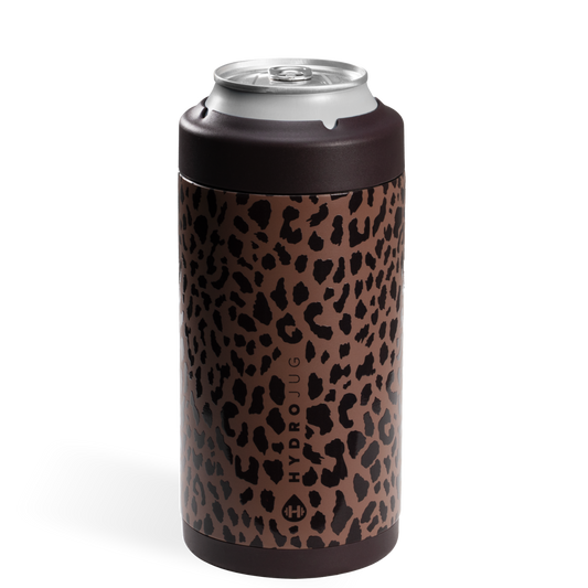 Brown Leopard HydroJug 16 oz Can Cooler