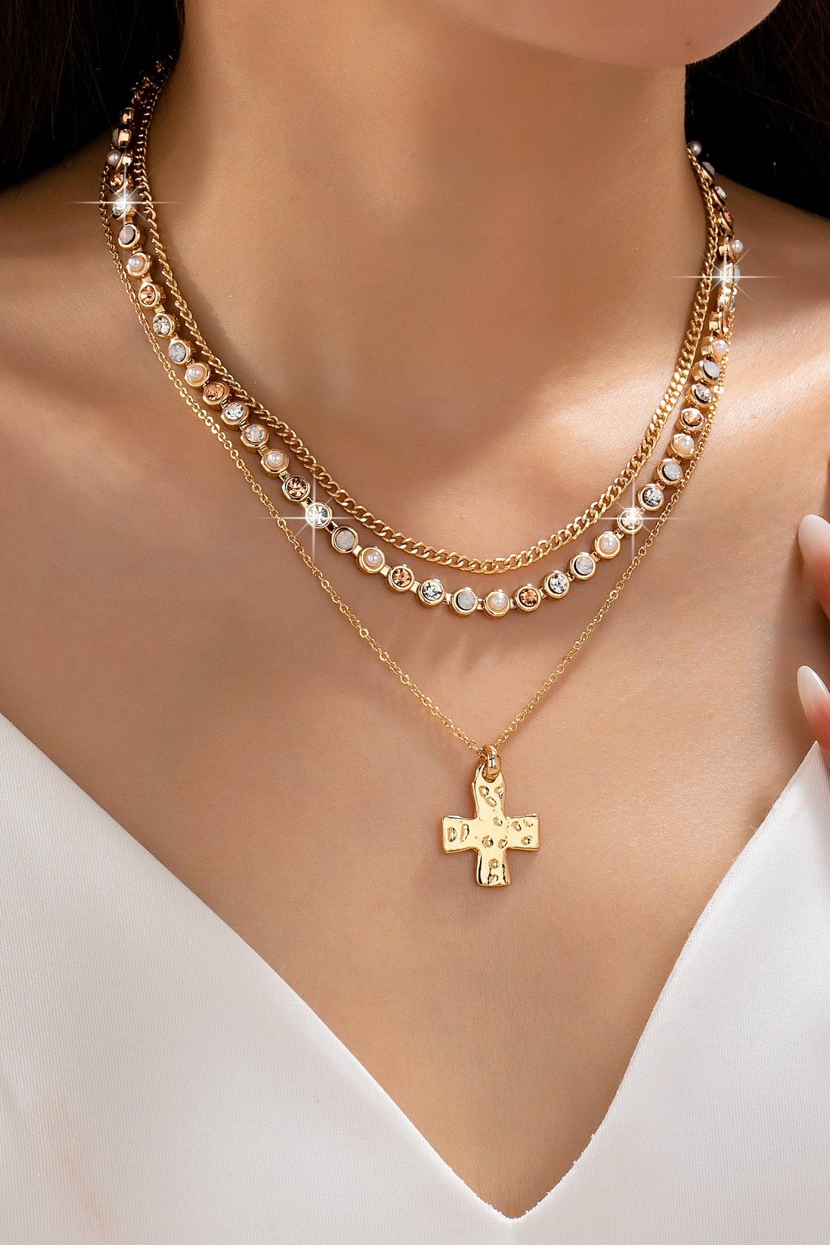 Multi-Layered Cross Necklace