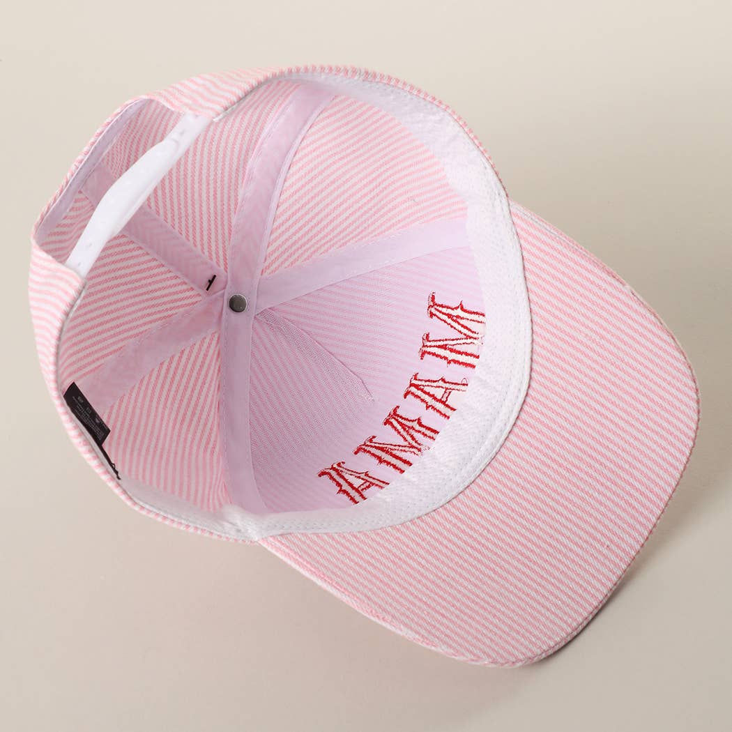MAMA Striped Trucker Hat : PINK/RED