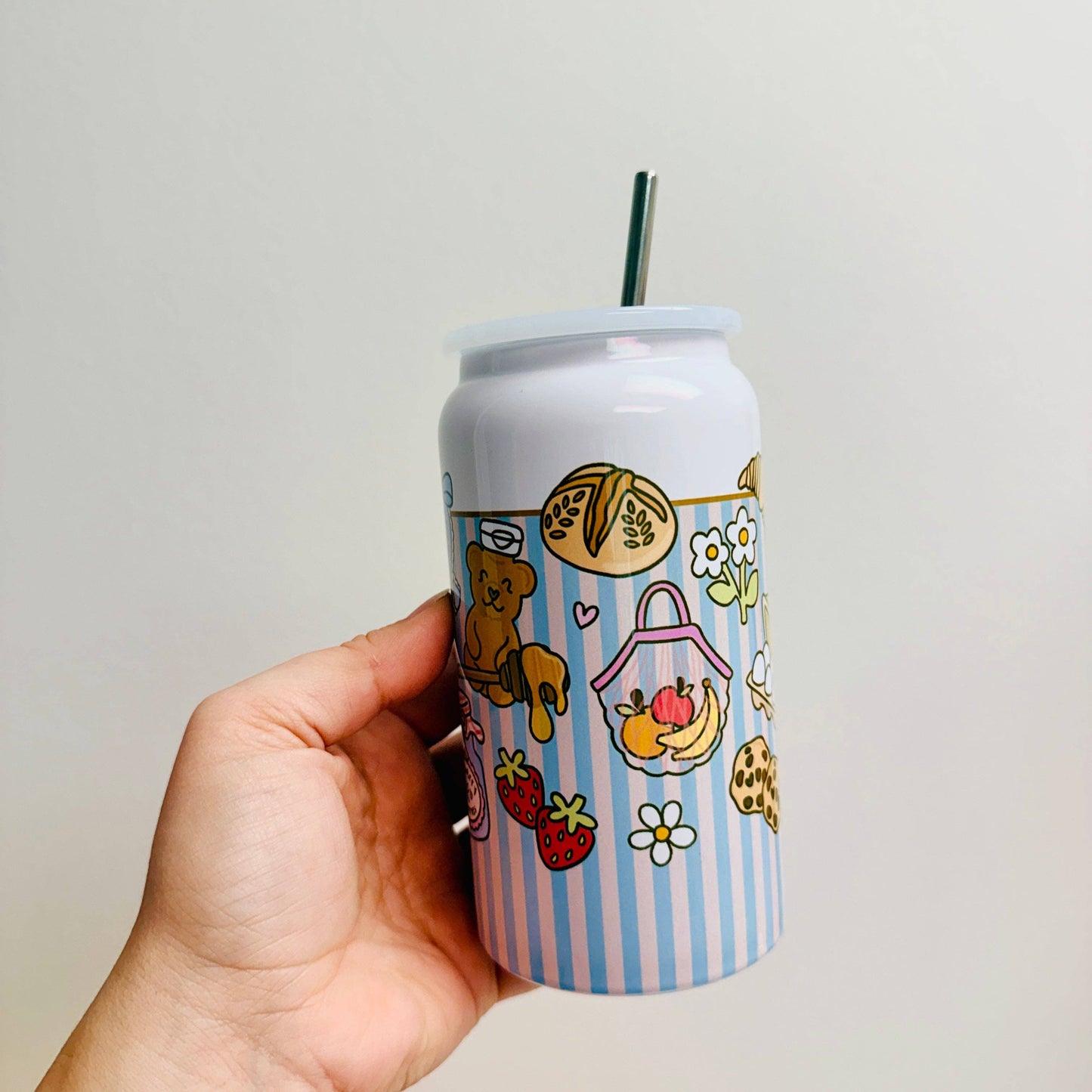 16 oz Stainless Steel Cup, Farmers Market Icons