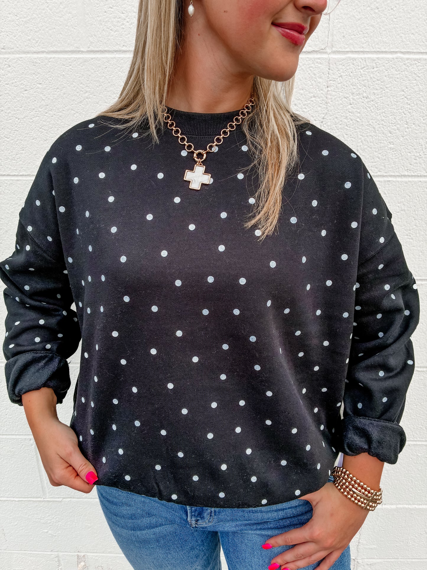 Midnight Polka-Dot Sweatshirt