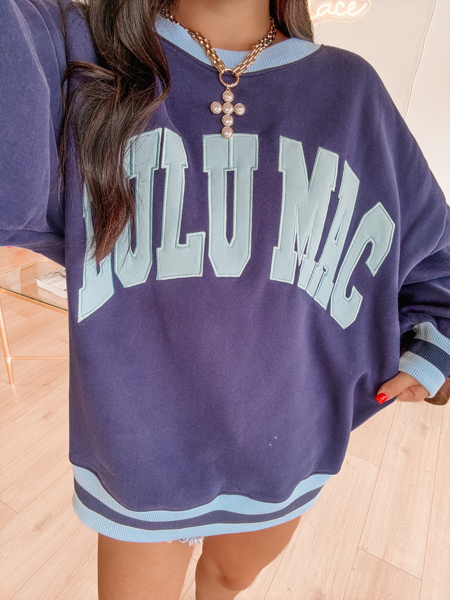 Navy Social Society LULU MAC Sweatshirt