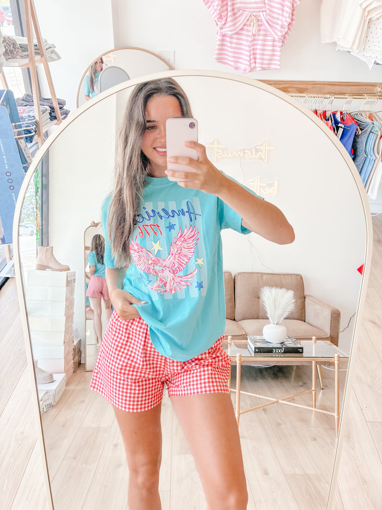 BIRDIE Red Gingham Boxer Shorts