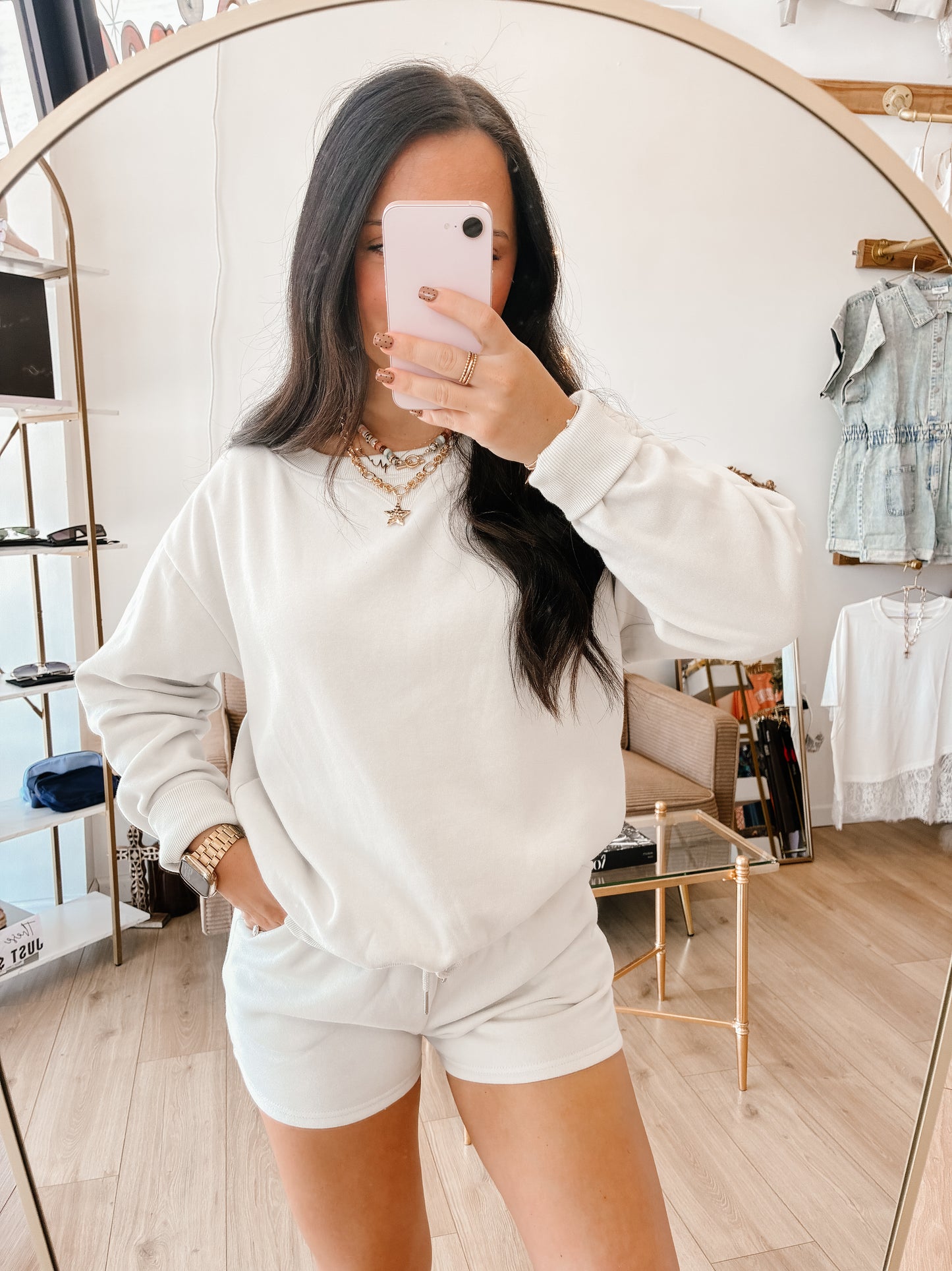 Cozy Day Fleece Short Set - Bone
