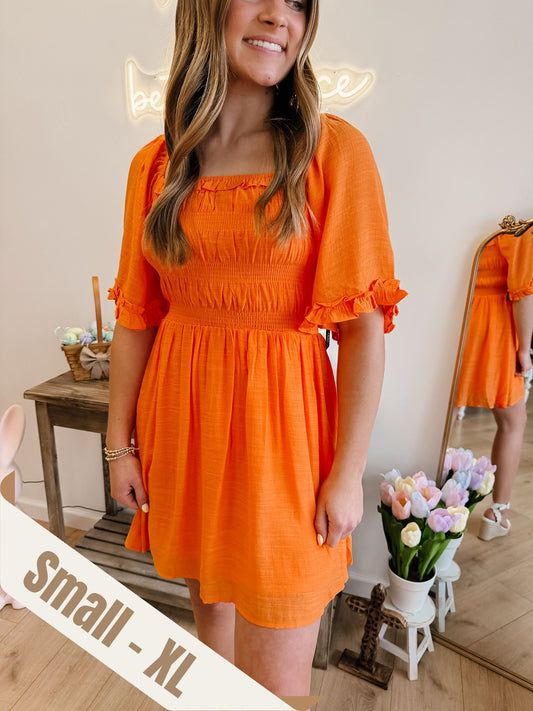 Eleanor Orange Mini Dress