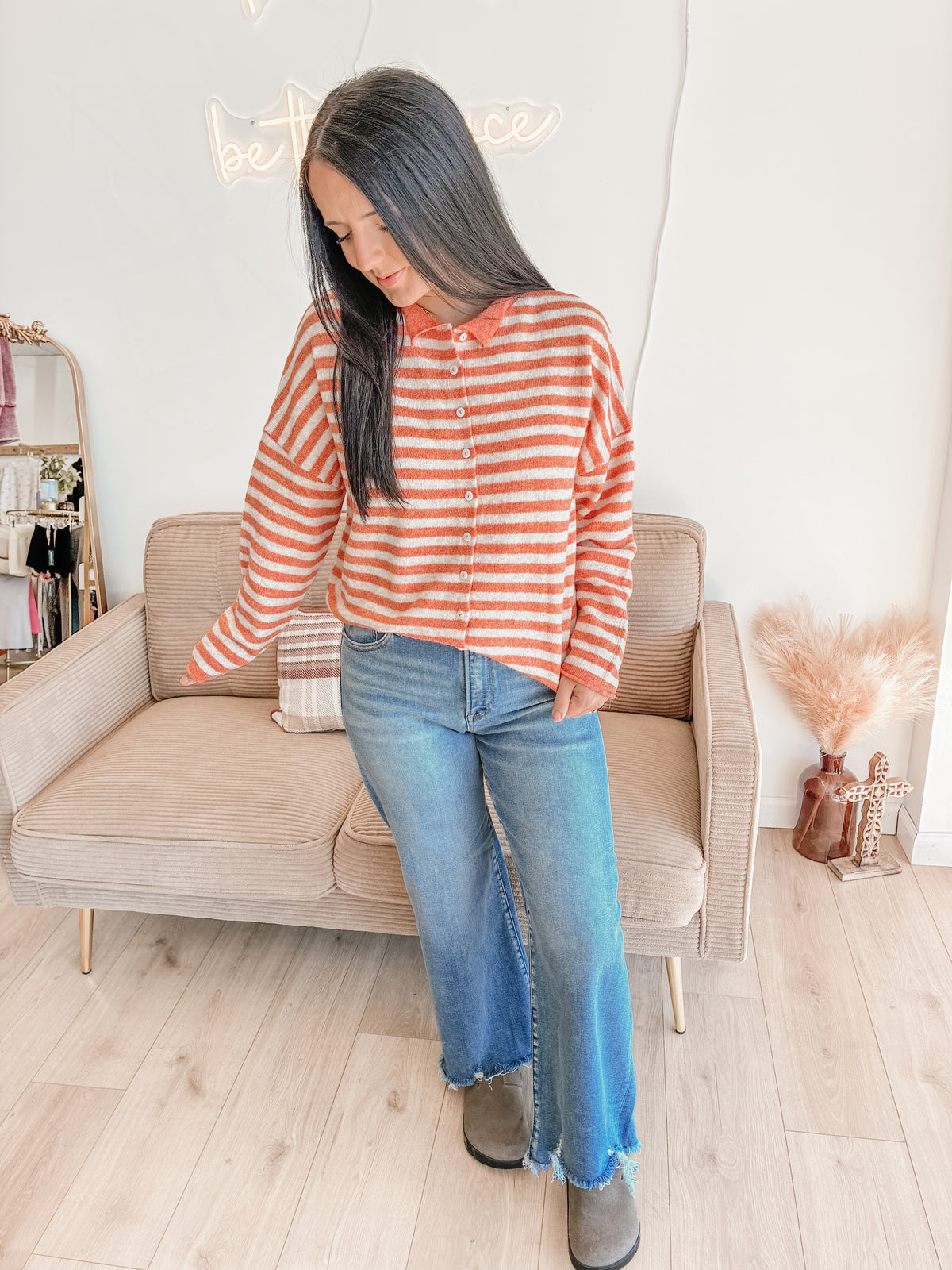 Warm Whimsy Button Down Cardigan - Orange
