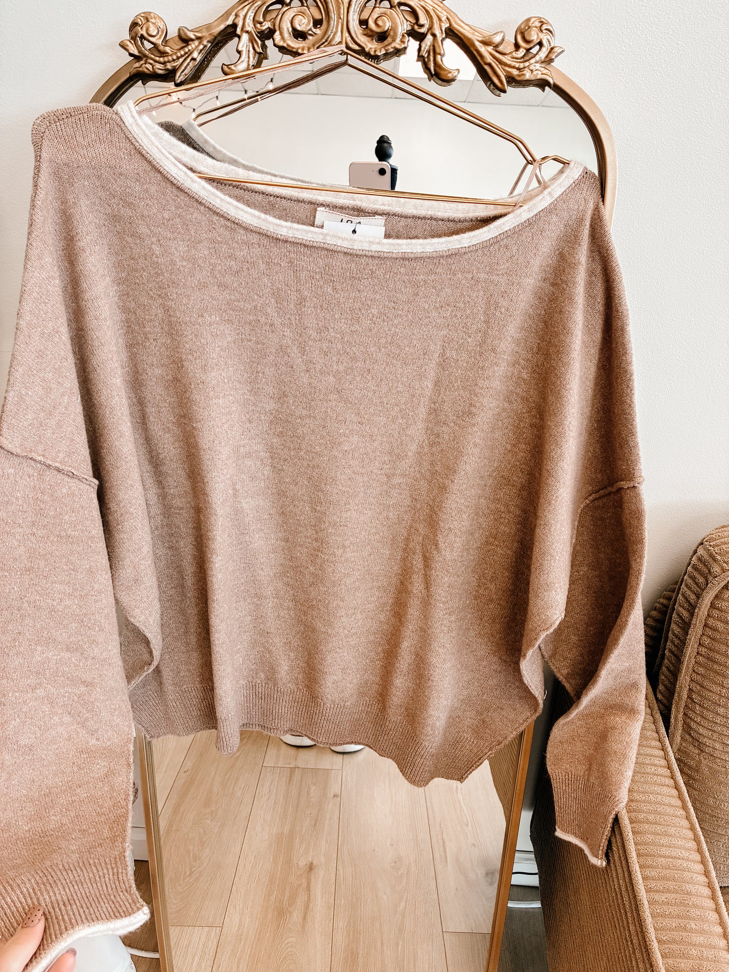 Espresso Martini Contrast Boat Neck Sweater