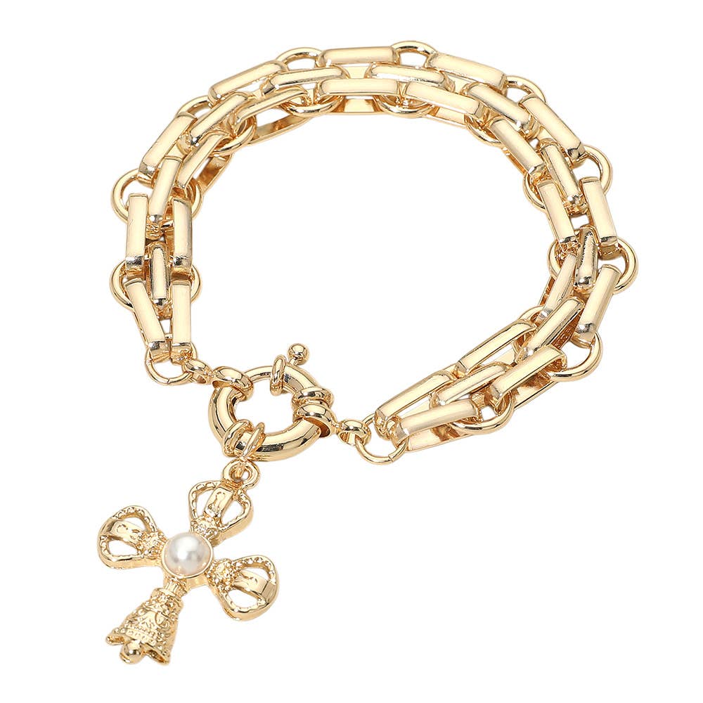 Cross Charm Chunky Bracelet