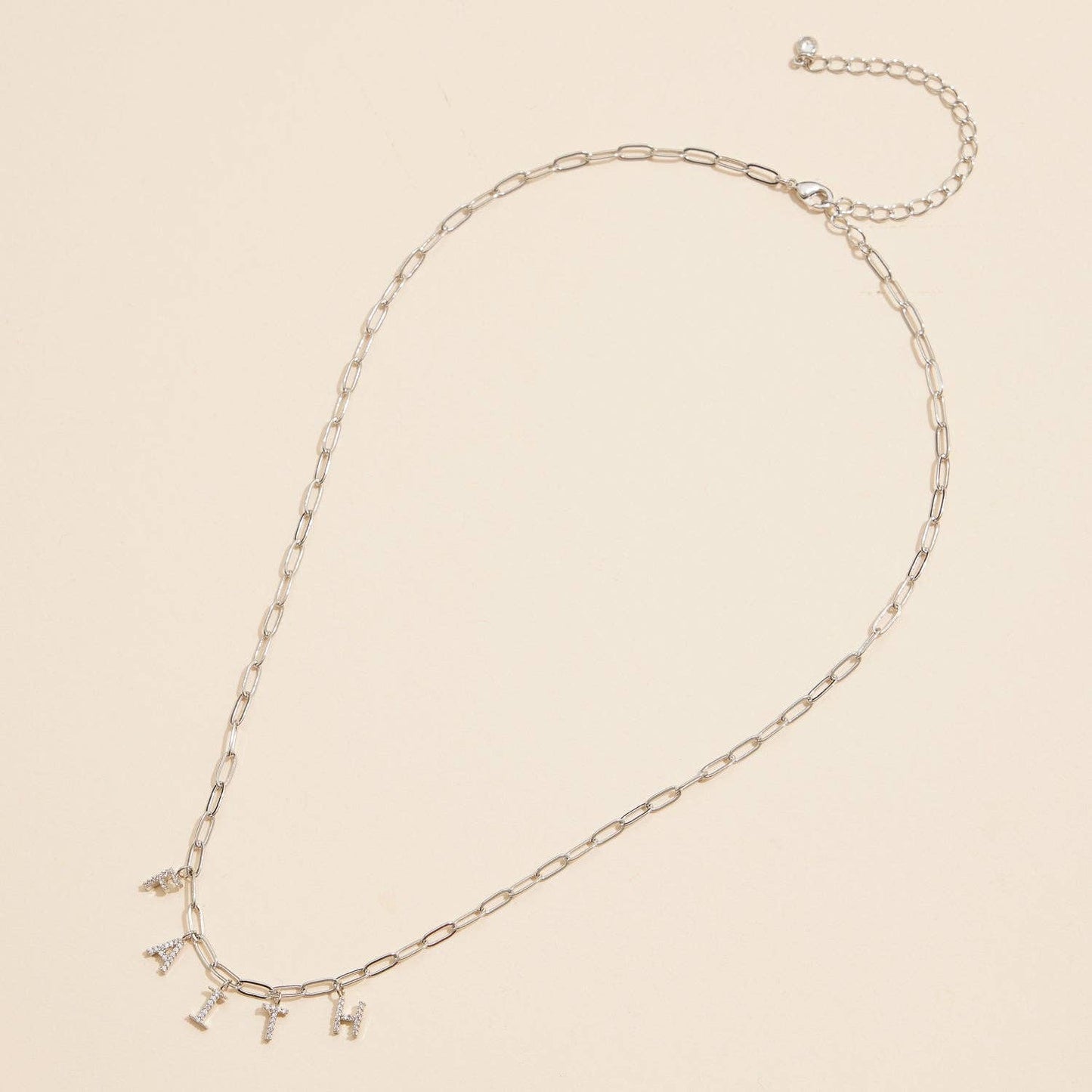 Sparkling "Faith" Silver Necklace