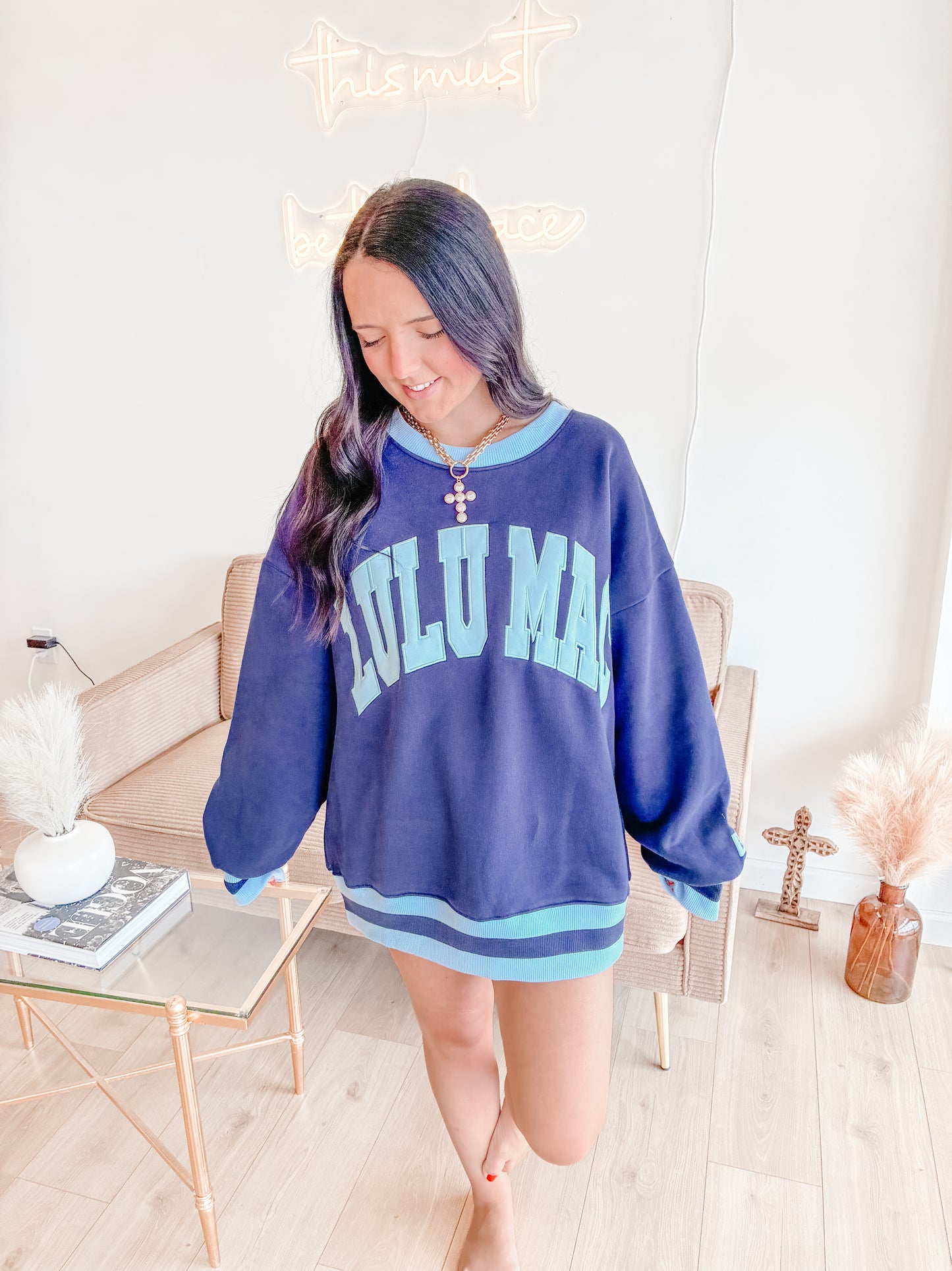 Navy Social Society LULU MAC Sweatshirt
