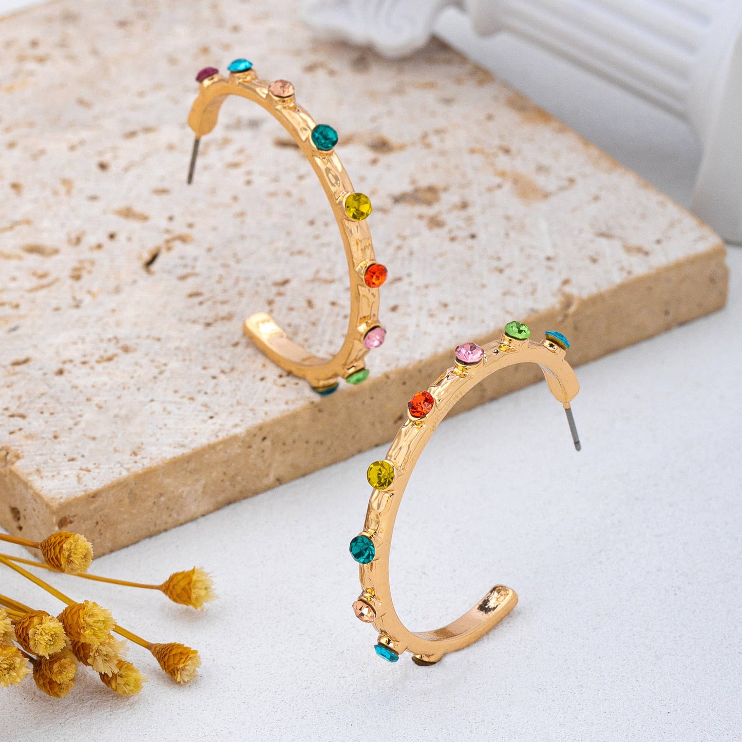 Gemstone Hoop Earrings