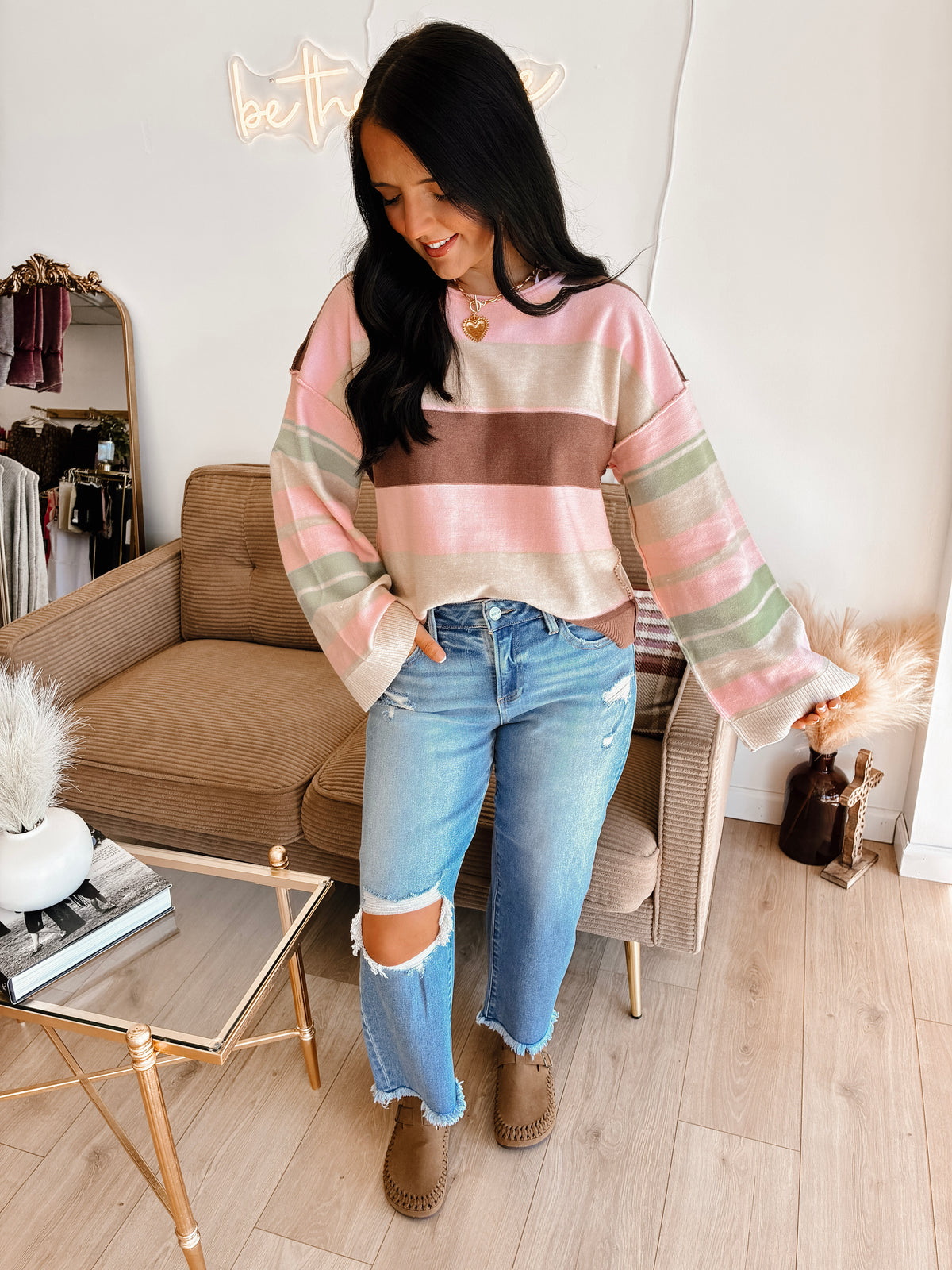Autumn Barbie Striped Sweater