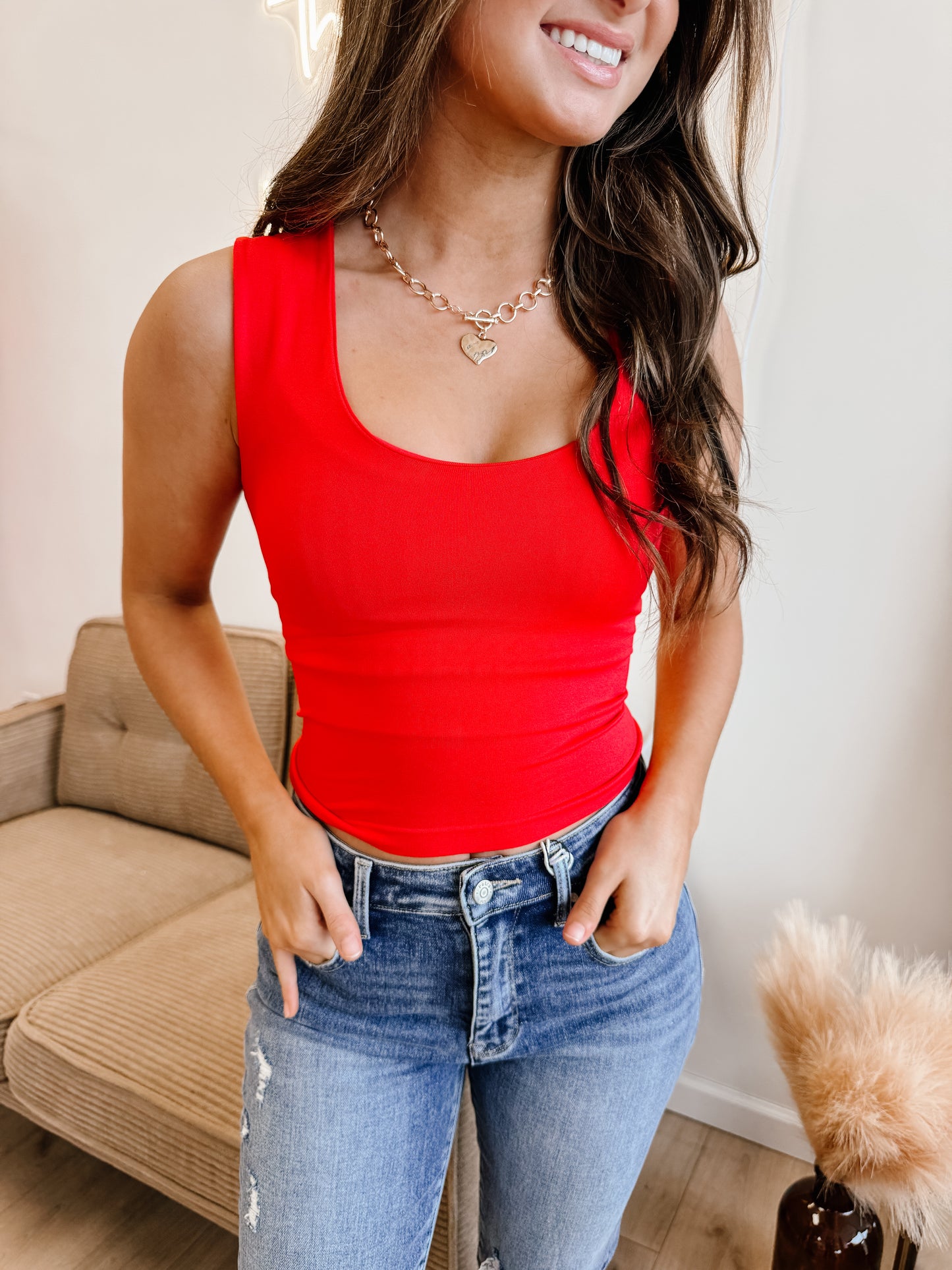 U-neck Seamless Cropped Tank Top