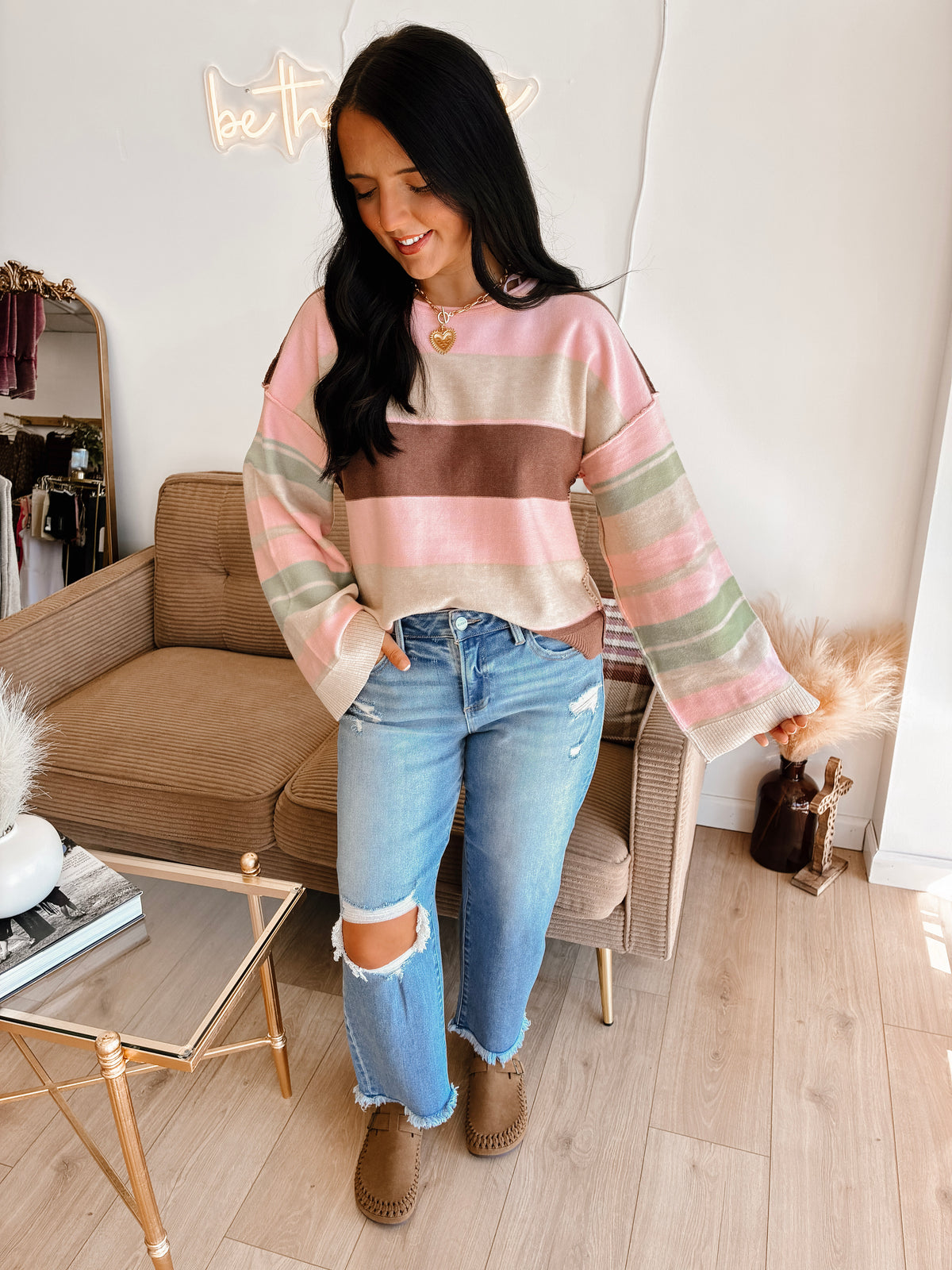 Autumn Barbie Striped Sweater