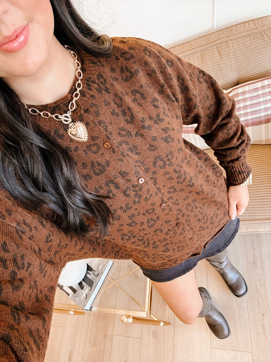 Leopard Lizzie Button Cardigan
