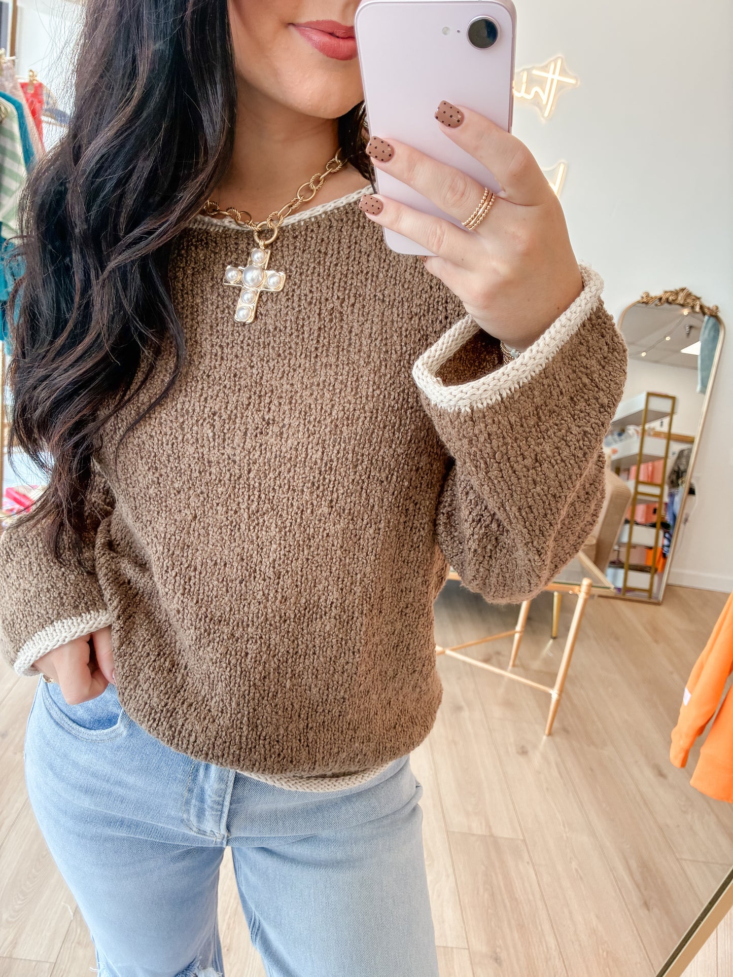 Dirty Martini Contrast Boat Neck Sweater
