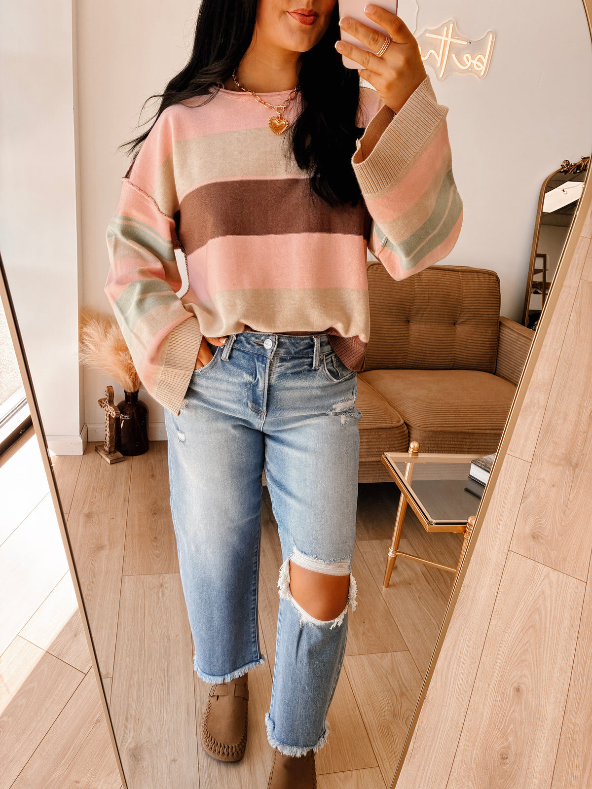 Autumn Barbie Striped Sweater