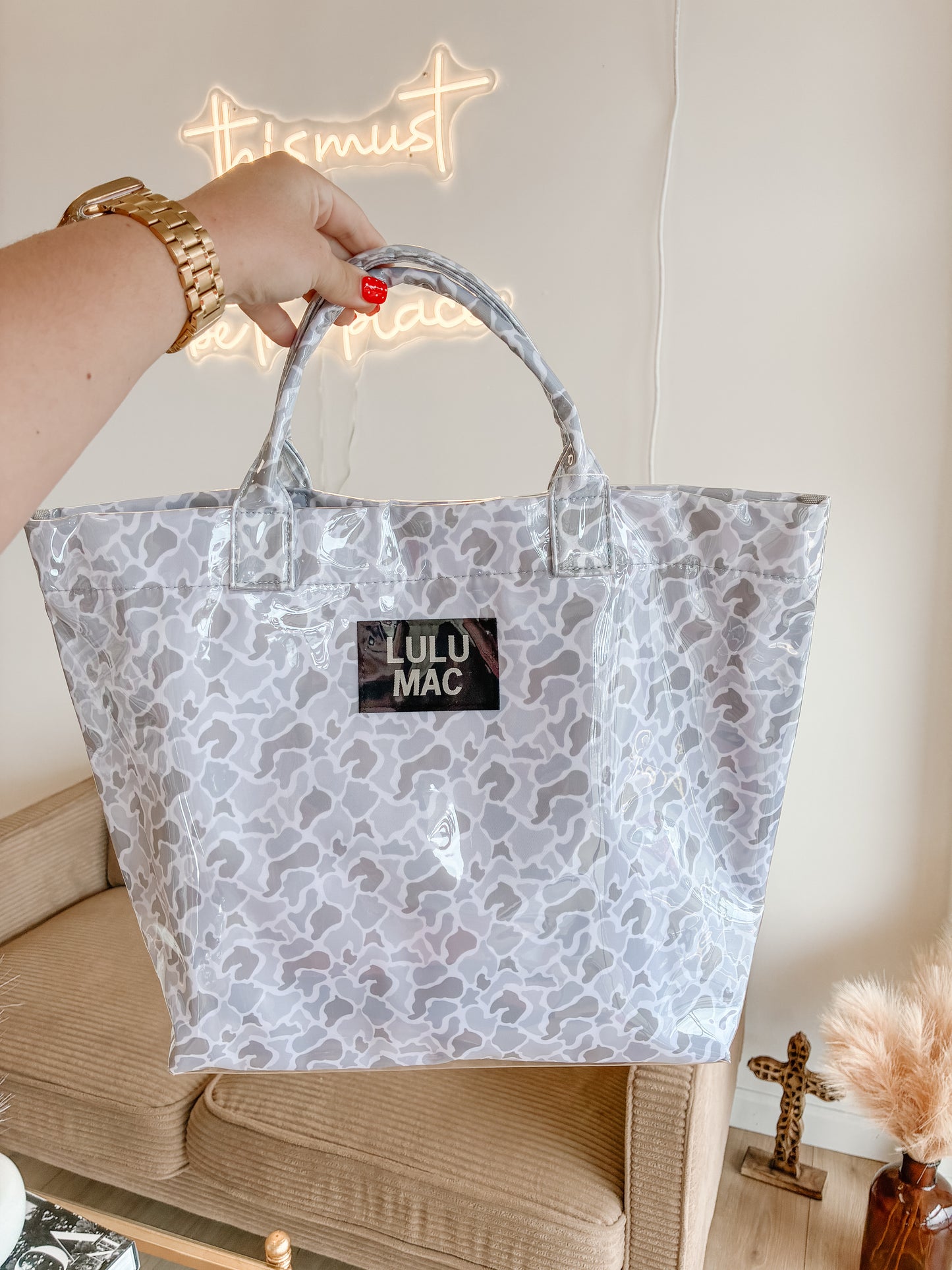 White Camo LULU MAC Tote Bag