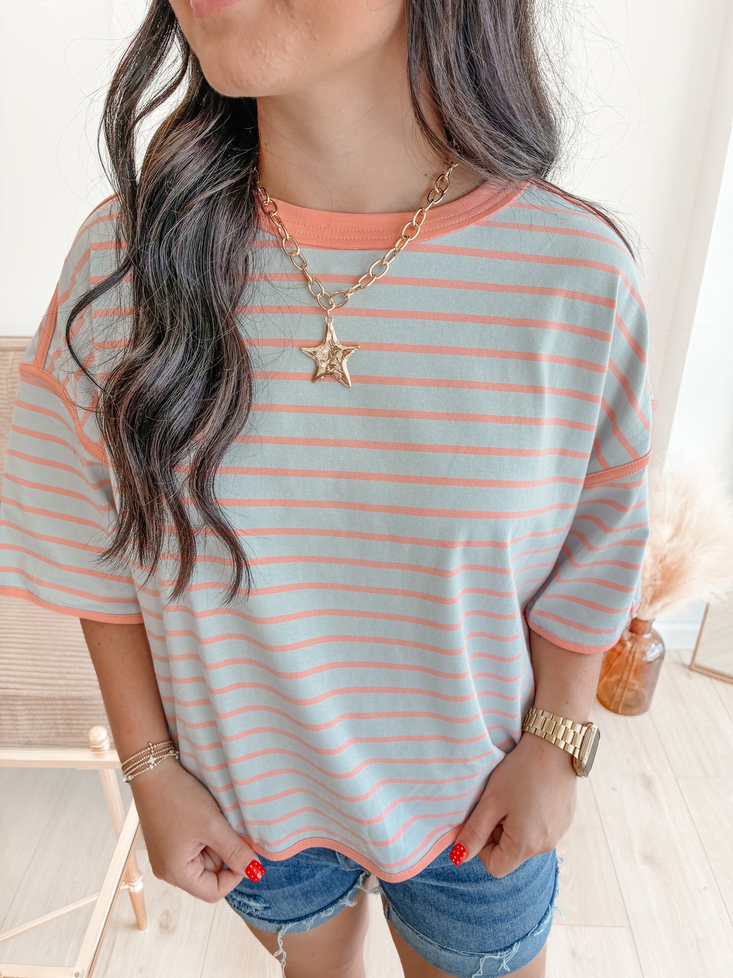 Come Closer Stripe Relax Top