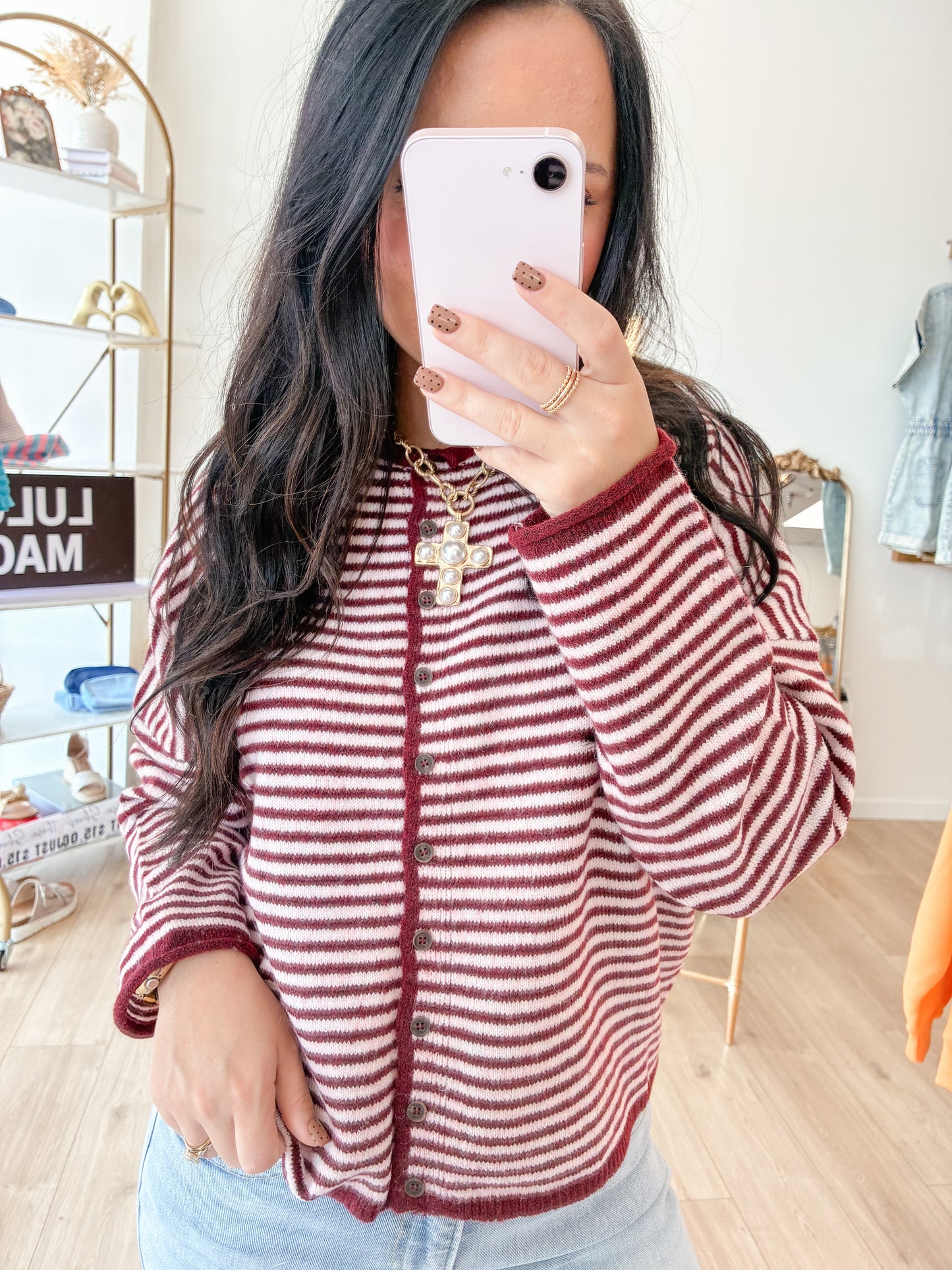 Warm Apple Button Down Cardigan