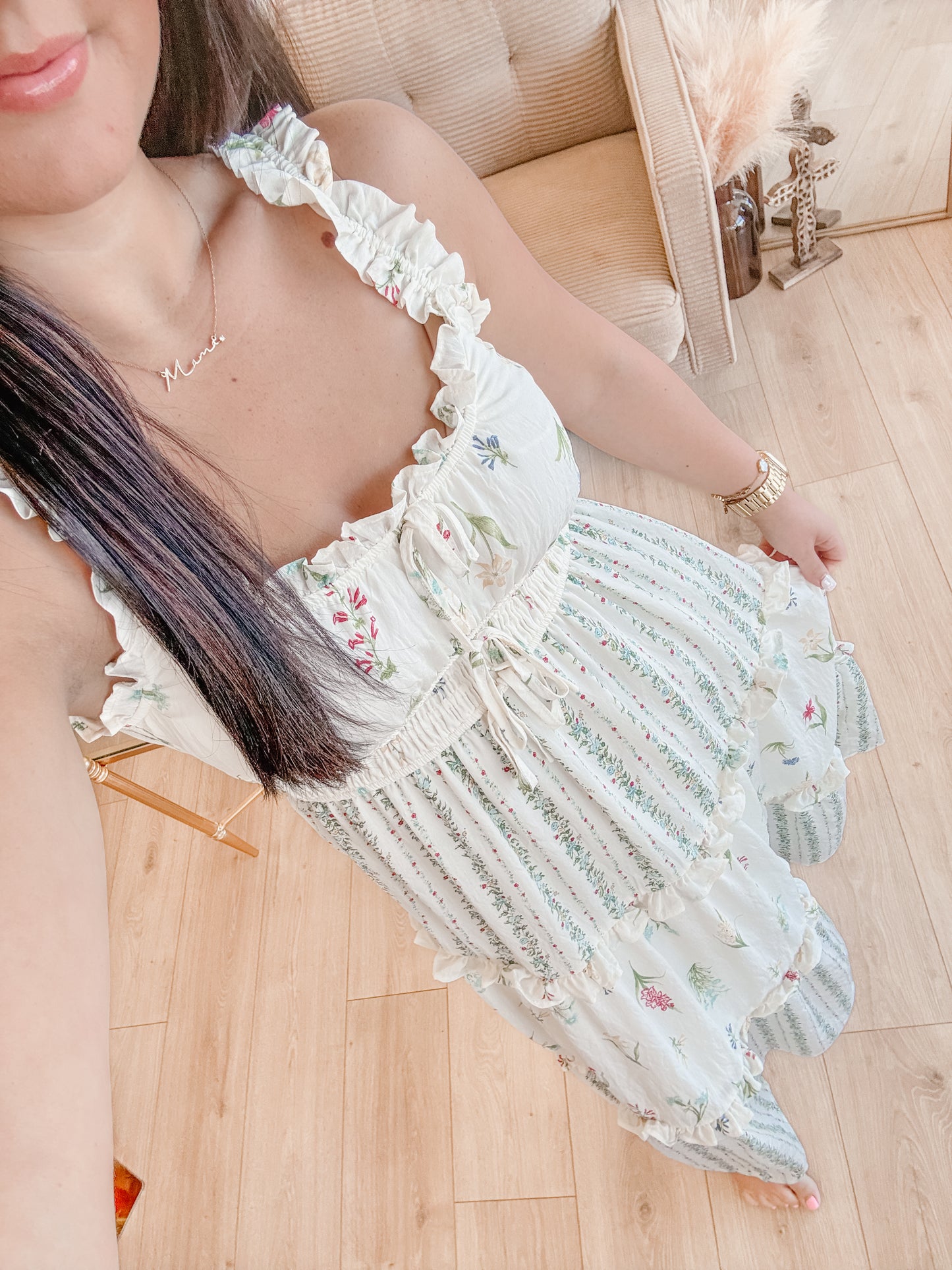 Botanical Core Ruffle Midi Dress