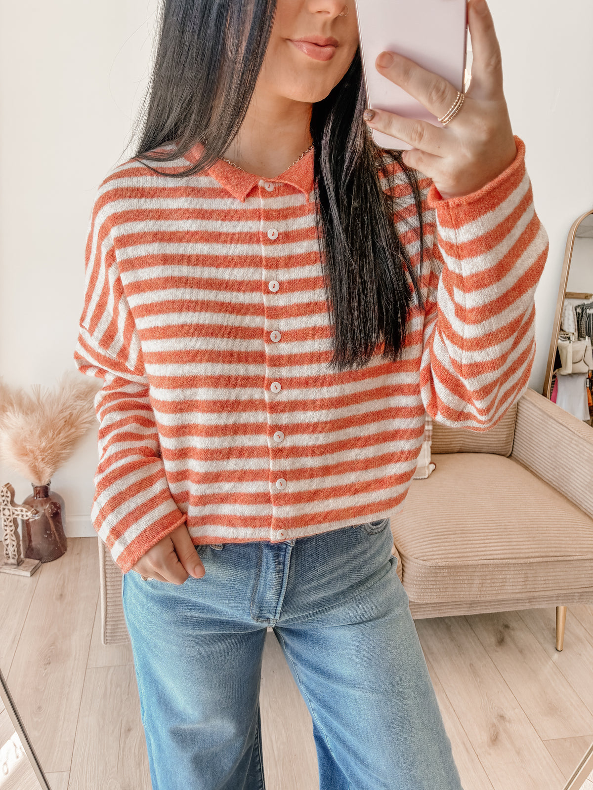 Warm Whimsy Button Down Cardigan - Orange