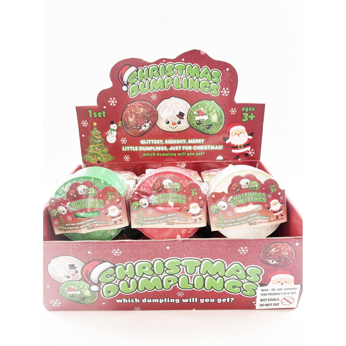 Christmas Dumpling Glitter Gel Squishy Toy