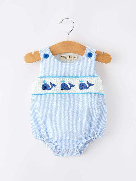 Summer Whale Baby Boys Stripe Romper