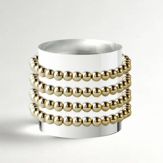 Layering Bracelets-6mm Gold Stacking Bracelets-Smooth