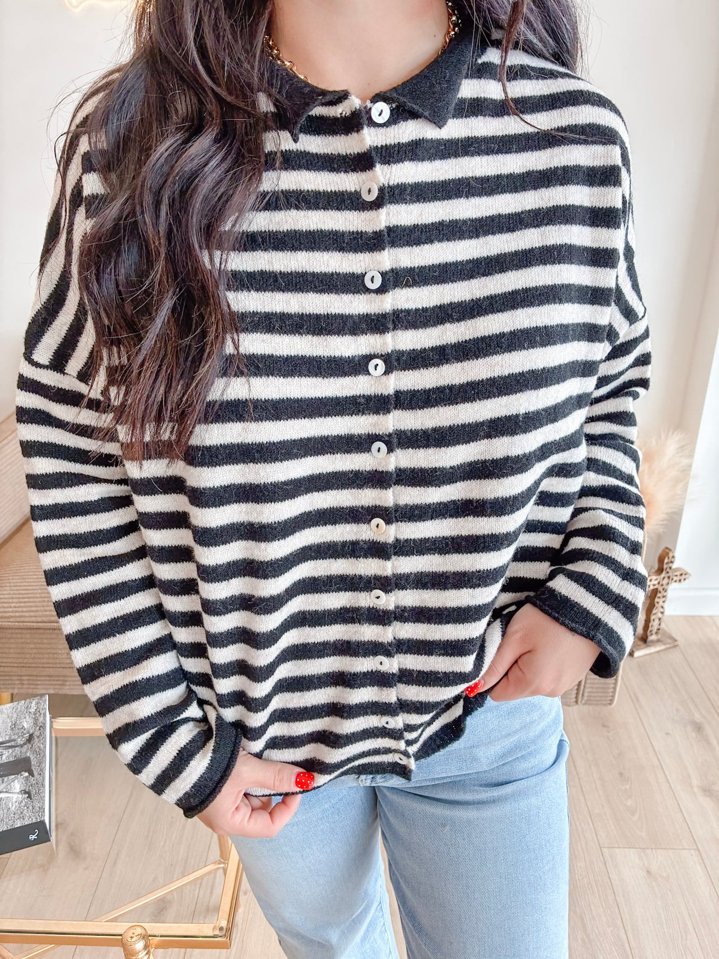 Warm Whimsy Button Down Cardigan - Black
