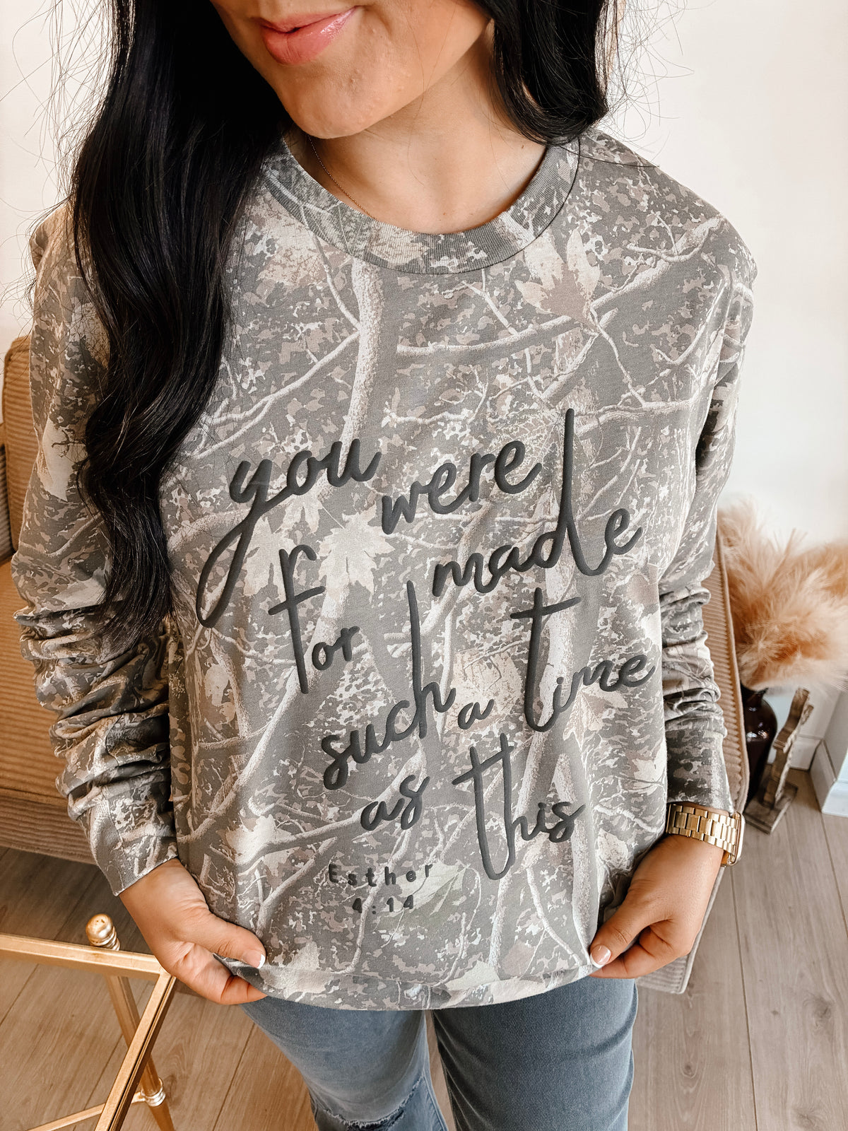 Esther 4:14 Camo Longsleeve Top