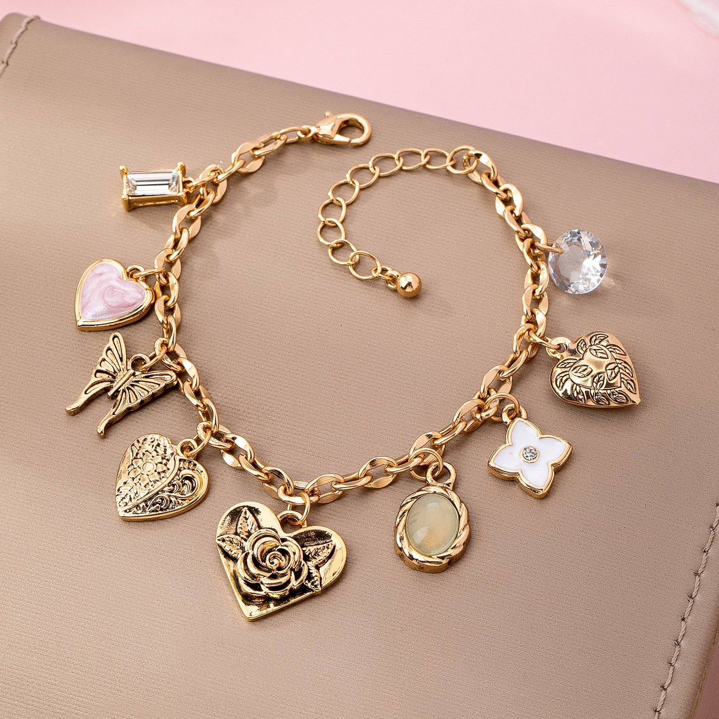 Gold Flower Charm Bracelet