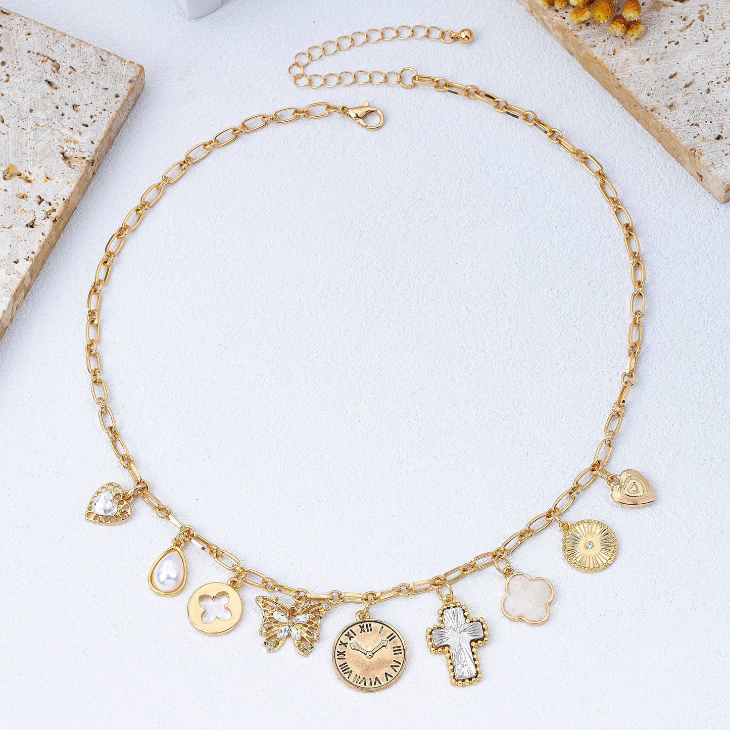 Eclectic Celestial & Vintage Charm Necklace
