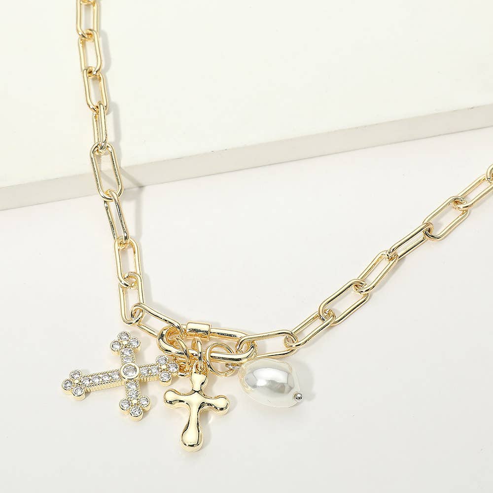 14K Gold Plated Charm Paperclip Necklace