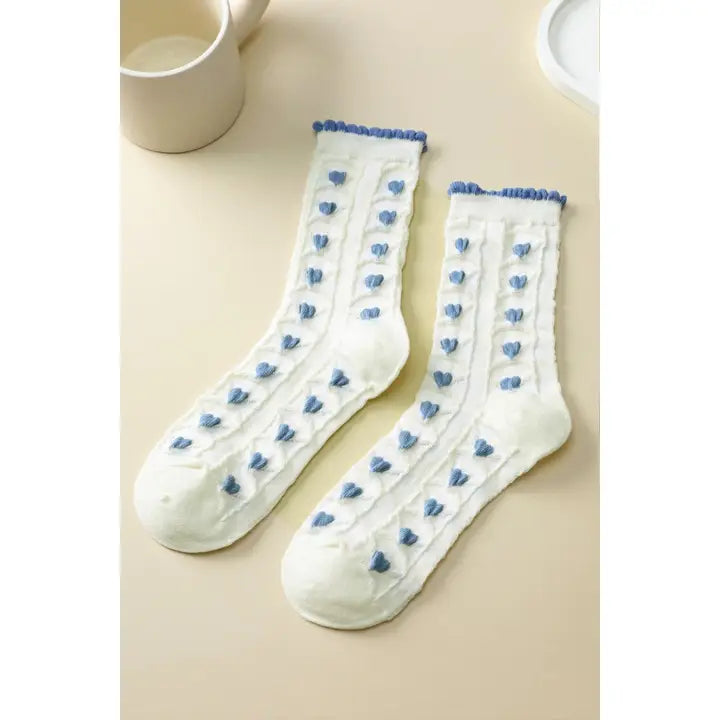 Woman Embroidered Texture Crew Sock