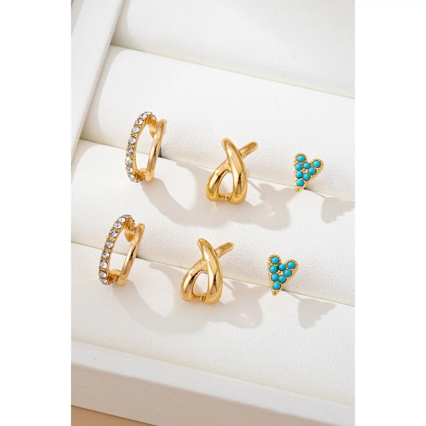Turquoise & Crystal Mixed Earring Set