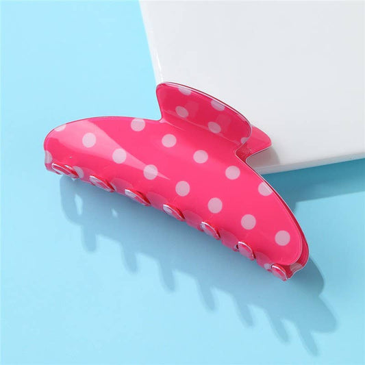 Retro Polka Dot Hair Claw  Fuchsia