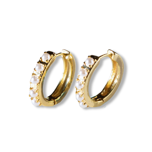 Tarnish Resistant Gold Pearl Hoop Earrings