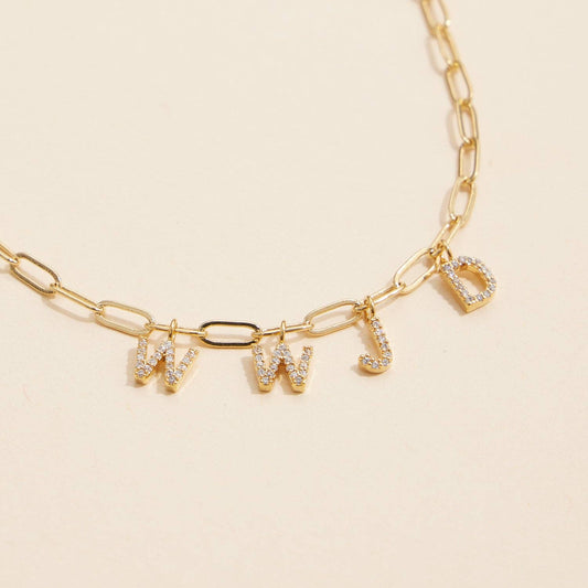 Sparkling "WWJD" Gold Necklace