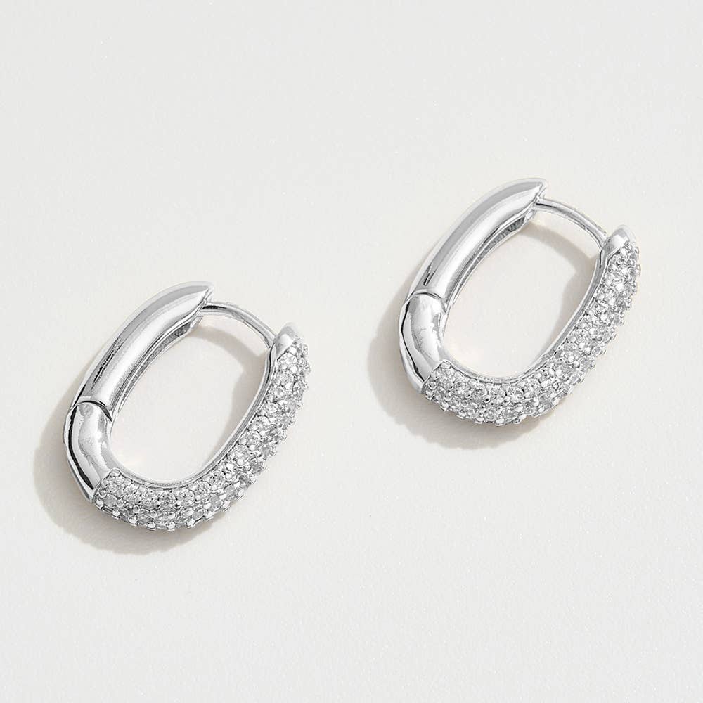 14K Gold Dipped Huggie Earrings - Silver