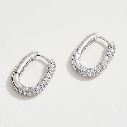 14K Gold Dipped Huggie Earrings - Silver