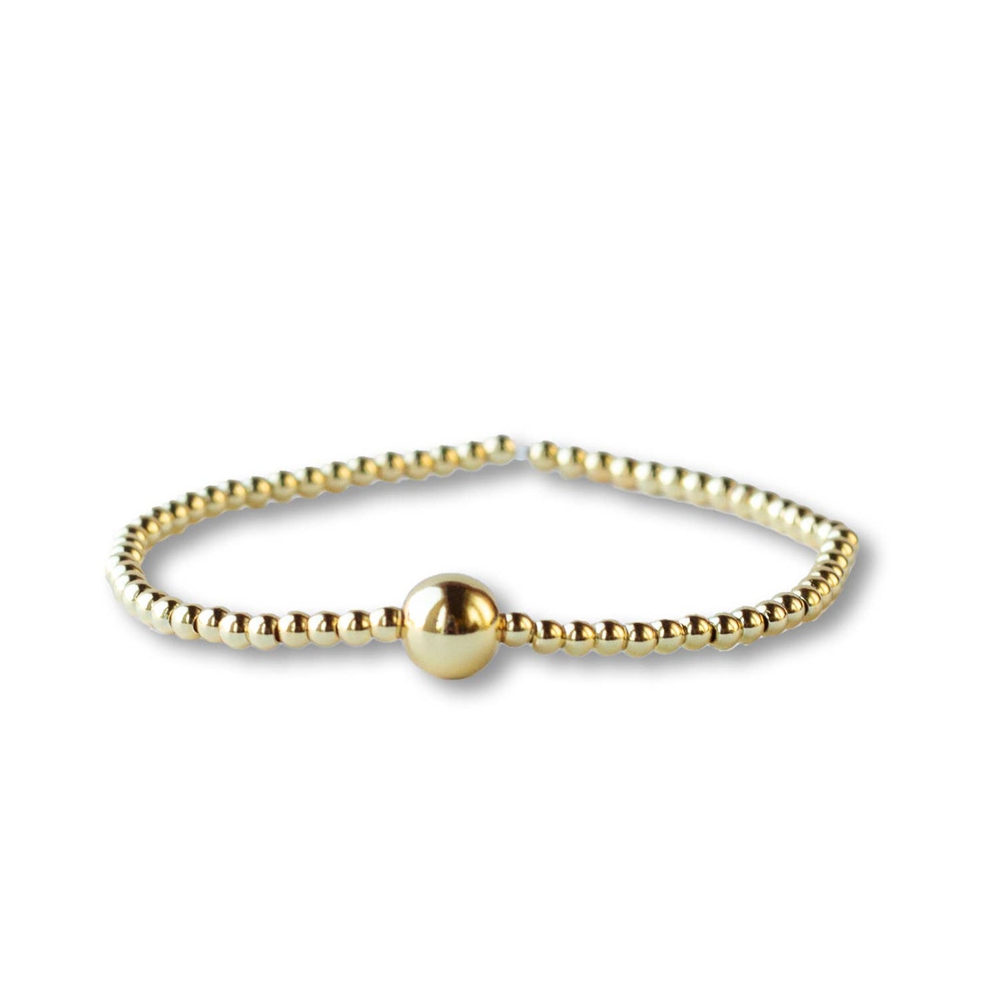 Uno Tarnish Resistant Gold Beaded Stretch Bracelet, Smooth