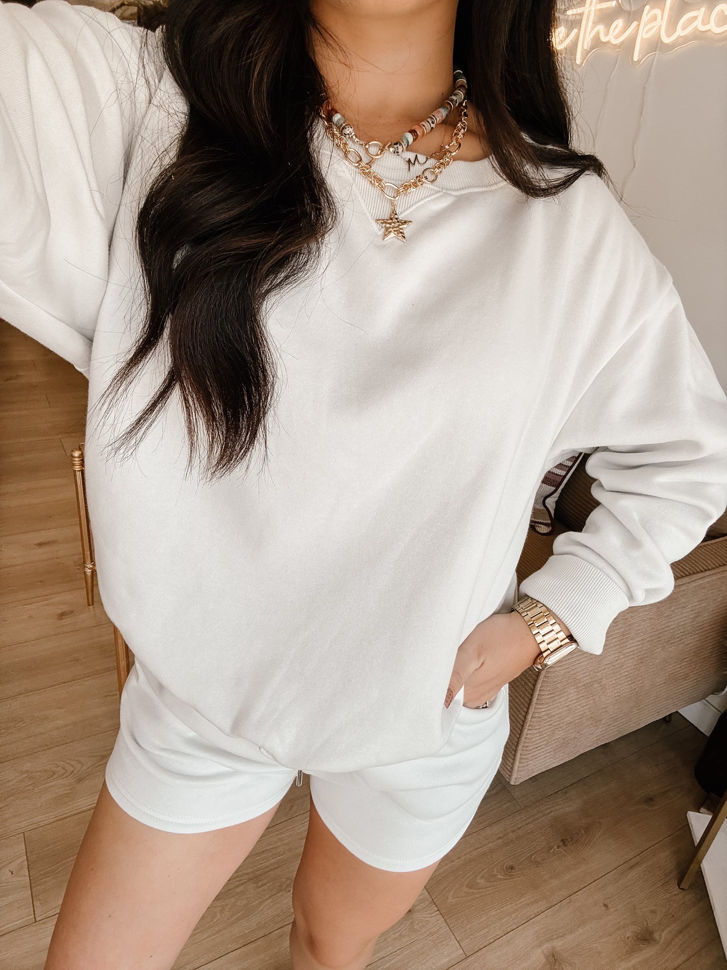 Cozy Day Fleece Short Set - Bone